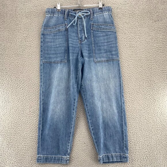 Liverpool Jeans Womens 8 29 Rascal Trousers Blue Light Wash Denim Wide Leg Crop - Picture 1 of 12